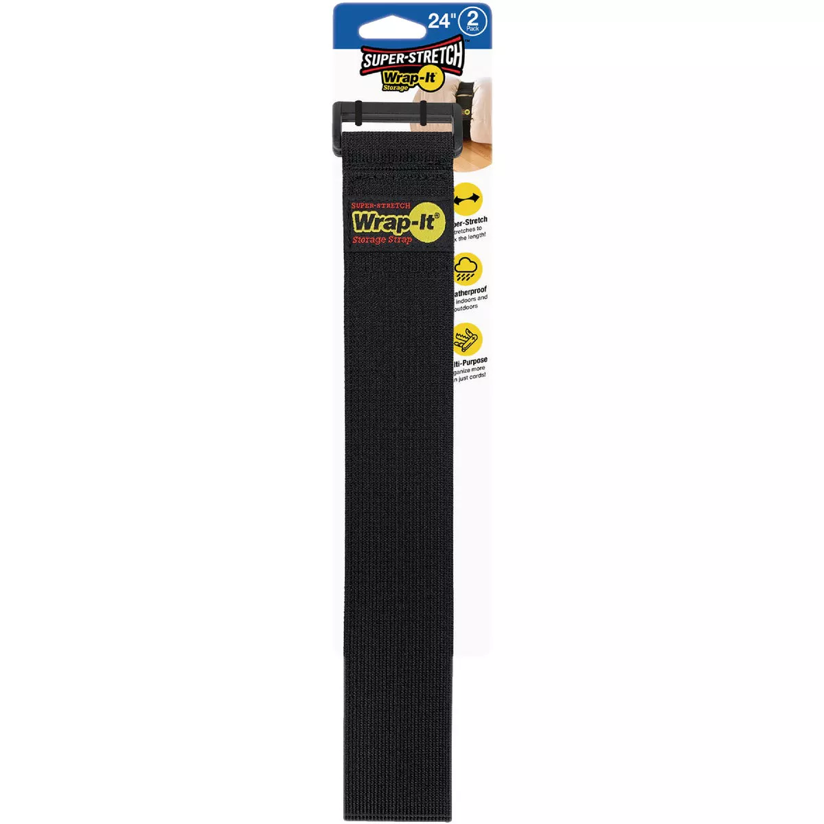 Wrap-It Storage Super-Stretch 24 In. x 2 In. Elastic Hook & Loop Cinch Straps (2-Pack) - photo 2