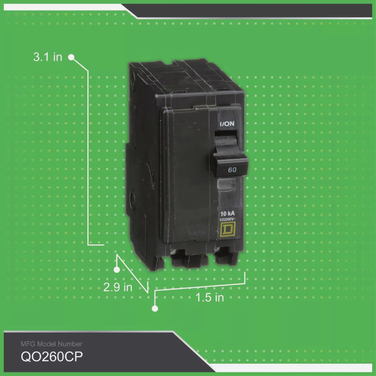 Square D QO 60A Double-Pole Standard Trip Circuit Breaker - photo 2