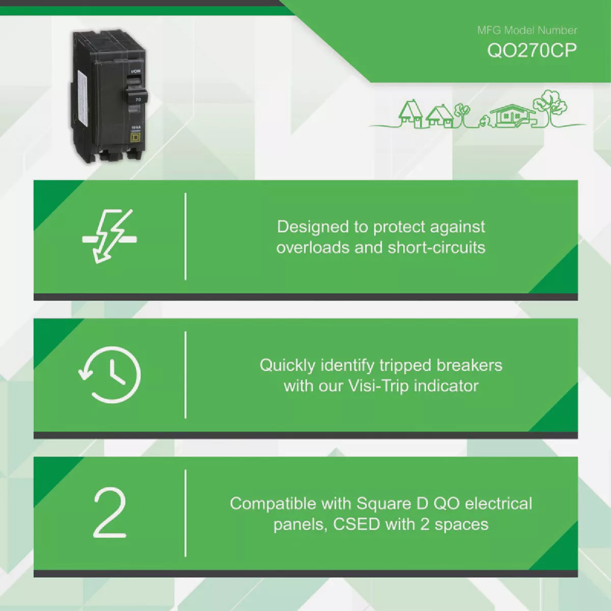 Square D QO 70A Double-Pole Standard Trip Circuit Breaker - photo 4