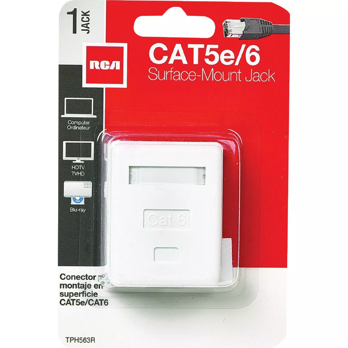 RCA White Surface Mount Plastic CAT 5E/6 Wall Jack - photo 2