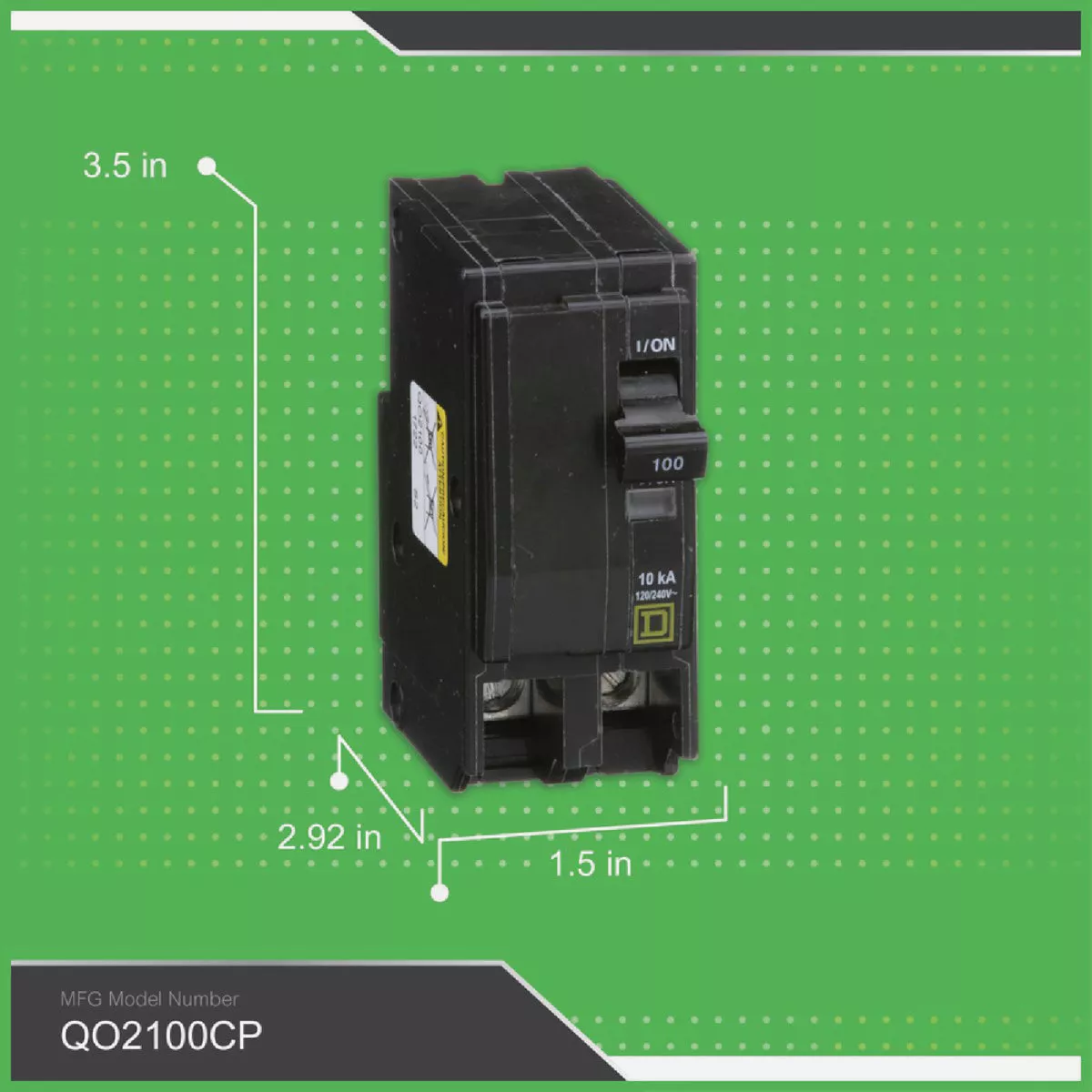 Square D QO 100A Double-Pole Standard Trip Circuit Breaker - photo 2