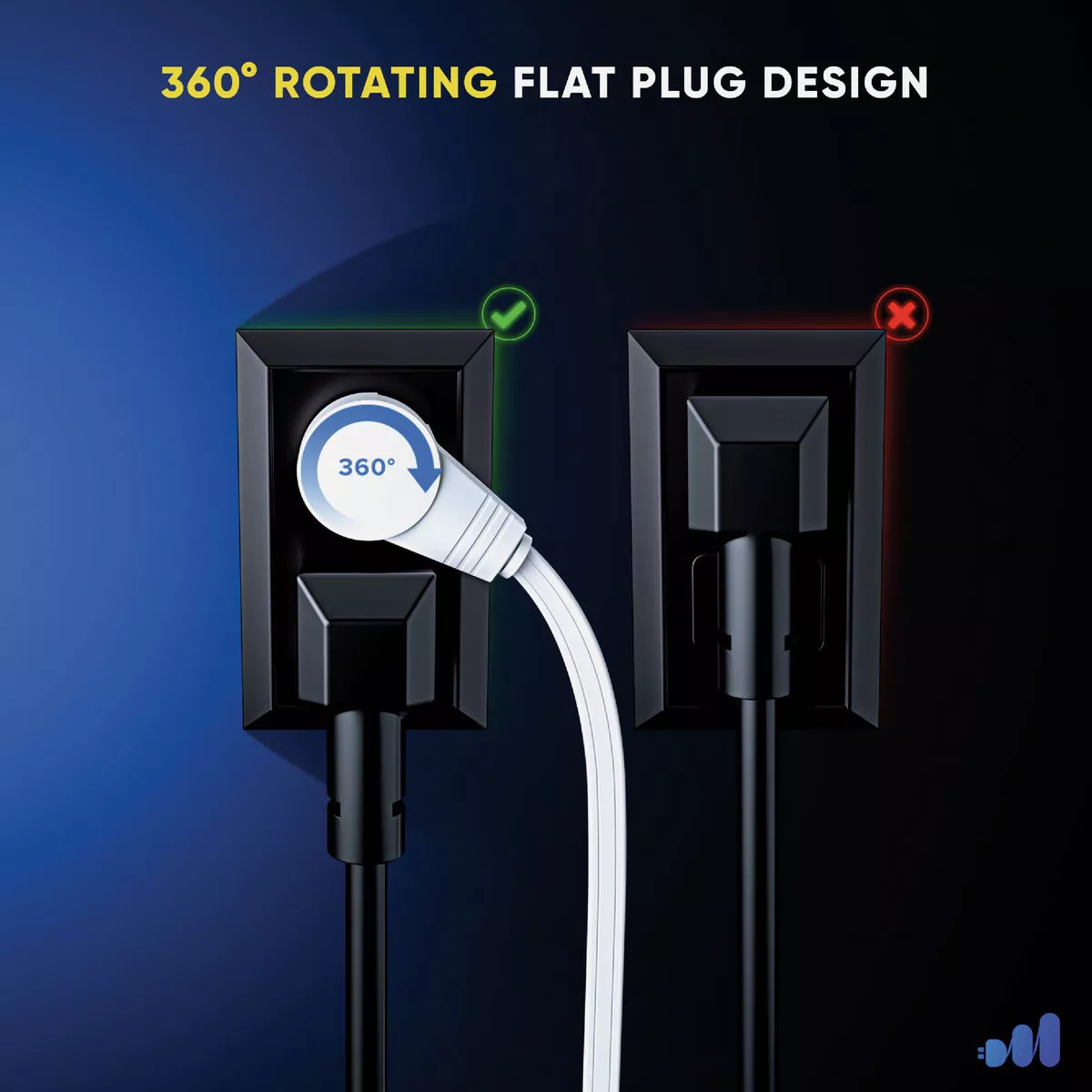Maximm 10 Ft. 16/3 White 1-Outlet 360 Deg. Rotating Plug Flat Extension Cord - photo 6