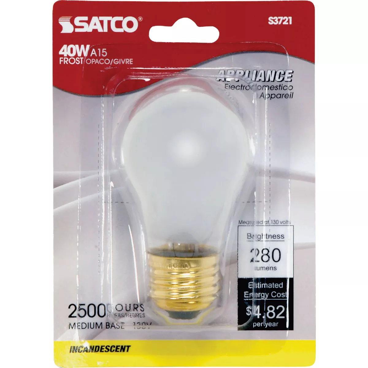 Satco 40W Frosted Medium A15 Incandescent Appliance Light Bulb - photo 2