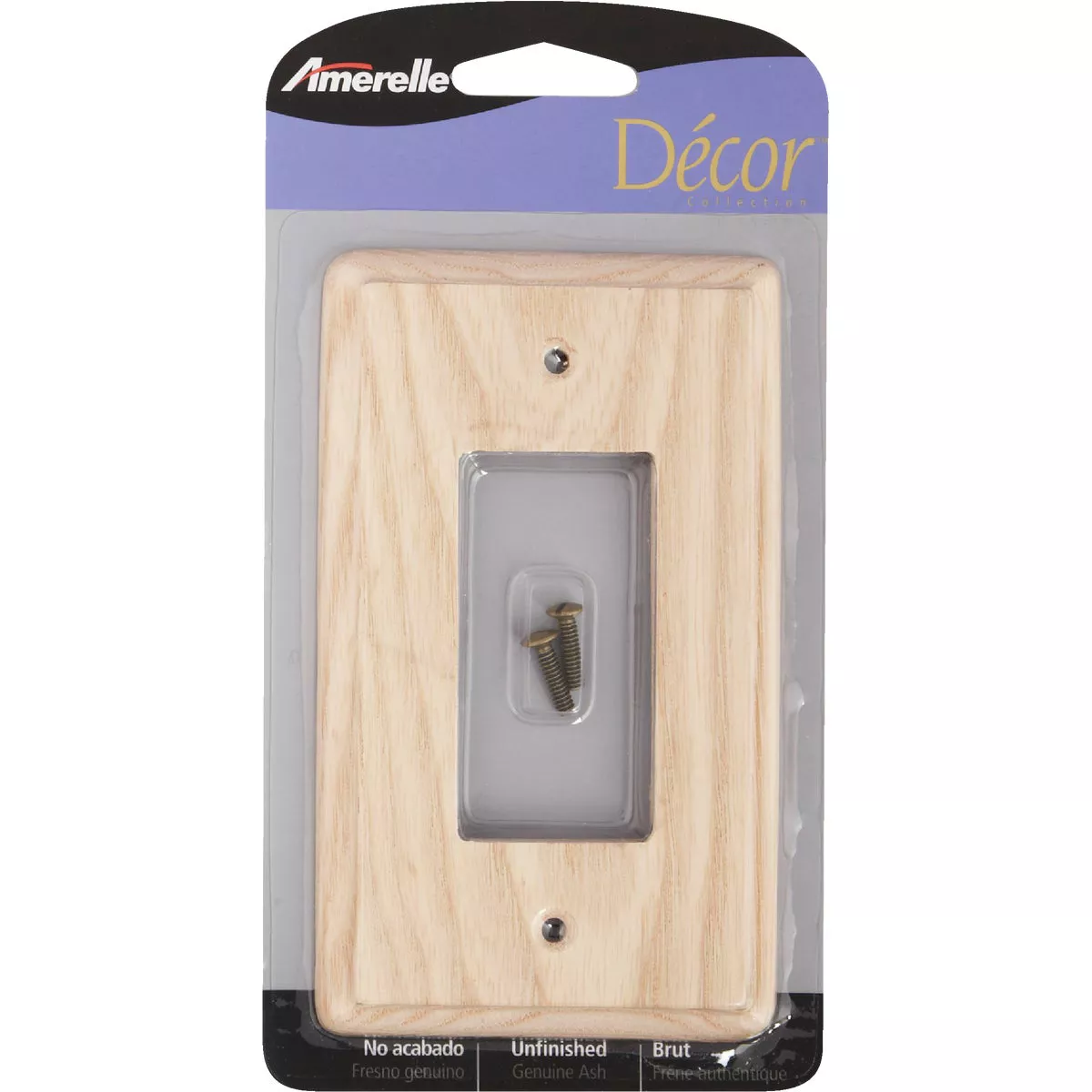 Amerelle 1-Gang Solid Ash Rocker Decorator Wall Plate, Unfinished Ash - photo 2