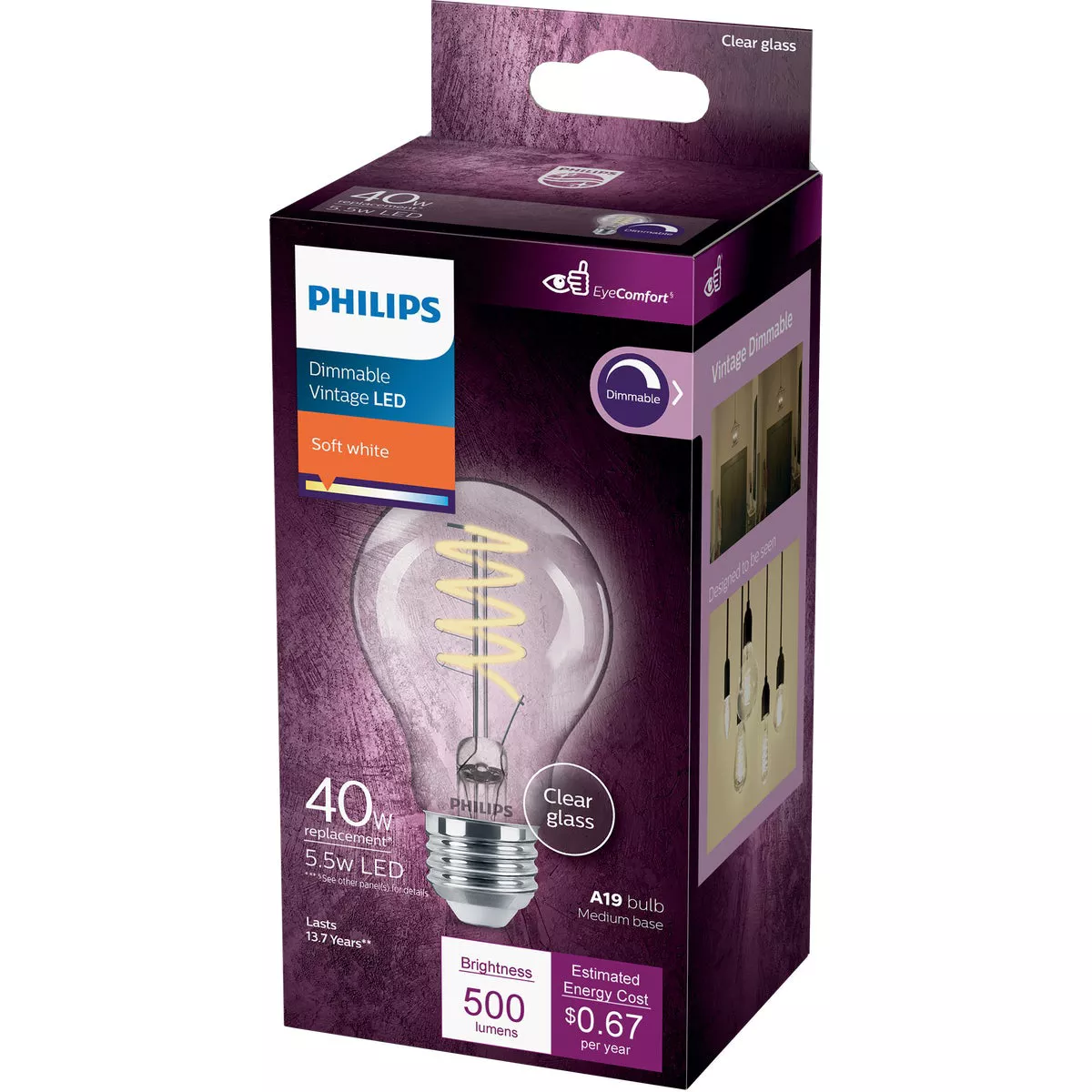 Philips EyeComfort 40W Equivalent Soft White A19 Medium LED Light Bulb - photo 4
