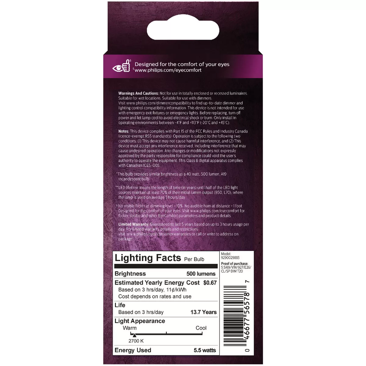 Philips EyeComfort 40W Equivalent Soft White A19 Medium LED Light Bulb - photo 5
