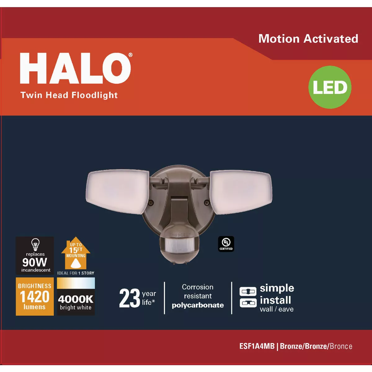 Halo Bronze Motion Activated 15W LED Floodlight Fixture - photo 2
