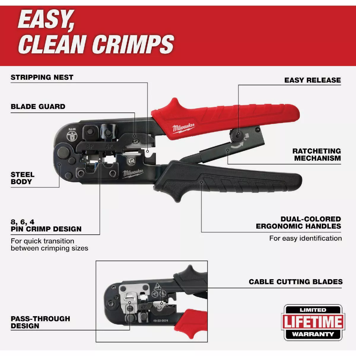 Milwaukee Ratcheting Pass-Through Crimper & Stripper - photo 8