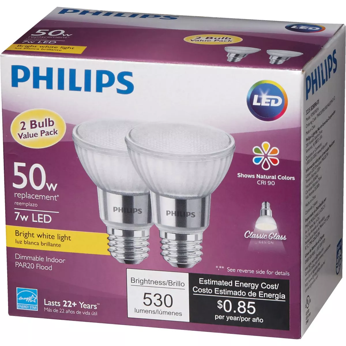 Philips 50W Equivalent Bright White PAR20 Medium Dimmable LED Floodight Light Bulb (2-Pack) - photo 5