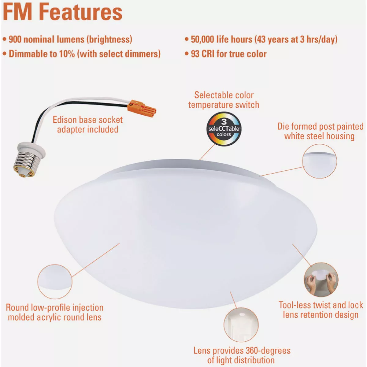 Halo 8 In. CCT LED Low Profile Round Flush Mount Ceiling Light Fixture - photo 5