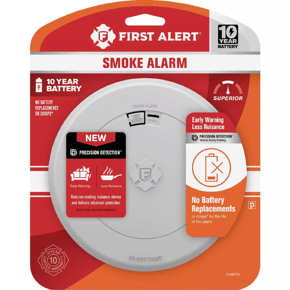 First Alert SM210 10-Year Battery Photoelectric Smoke Alarm with Slim Profile