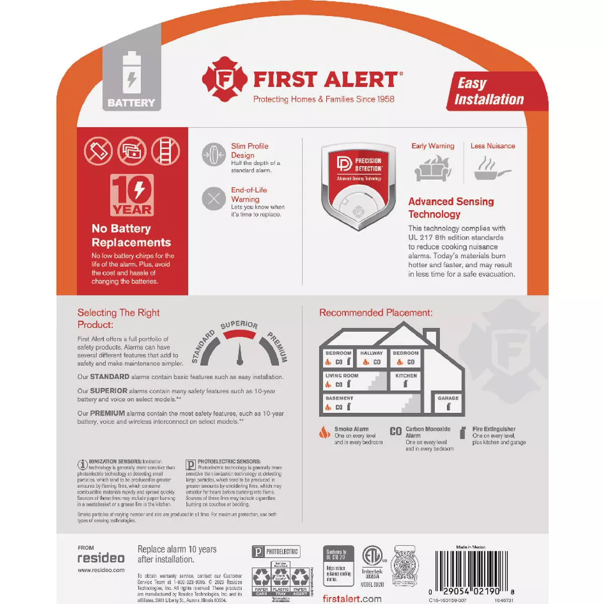 First Alert SM210 10-Year Battery Photoelectric Smoke Alarm with Slim Profile - photo 2