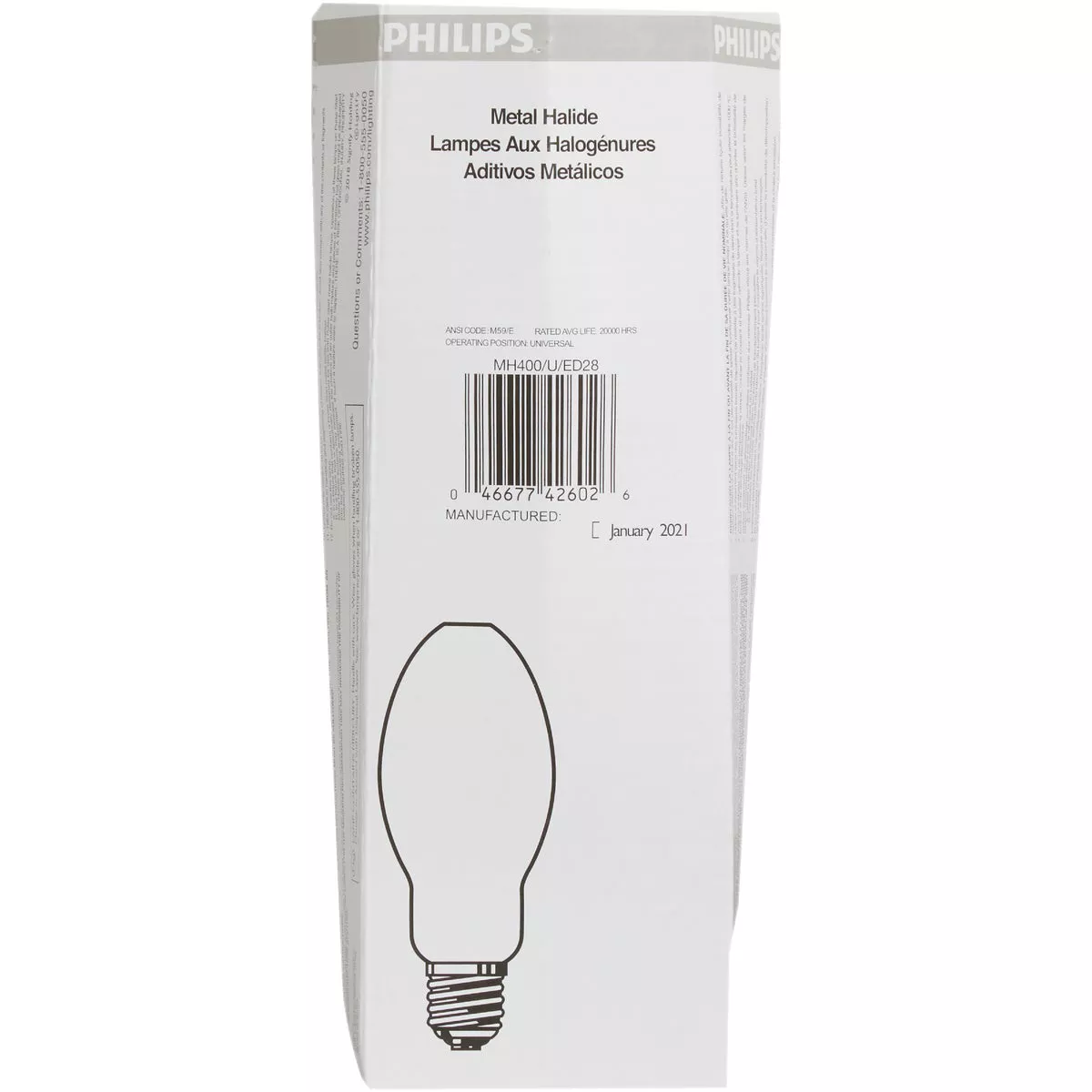 Philips 400W Clear ED28 Mogul Probe Start Metal Halide High-Intensity Light Bulb - photo 2