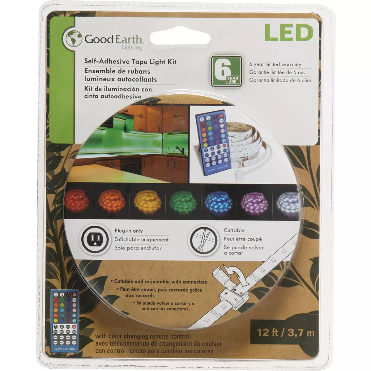 Good Earth Lighting 12 Ft. L. Plug-In Color Changing LED Under Cabinet ...