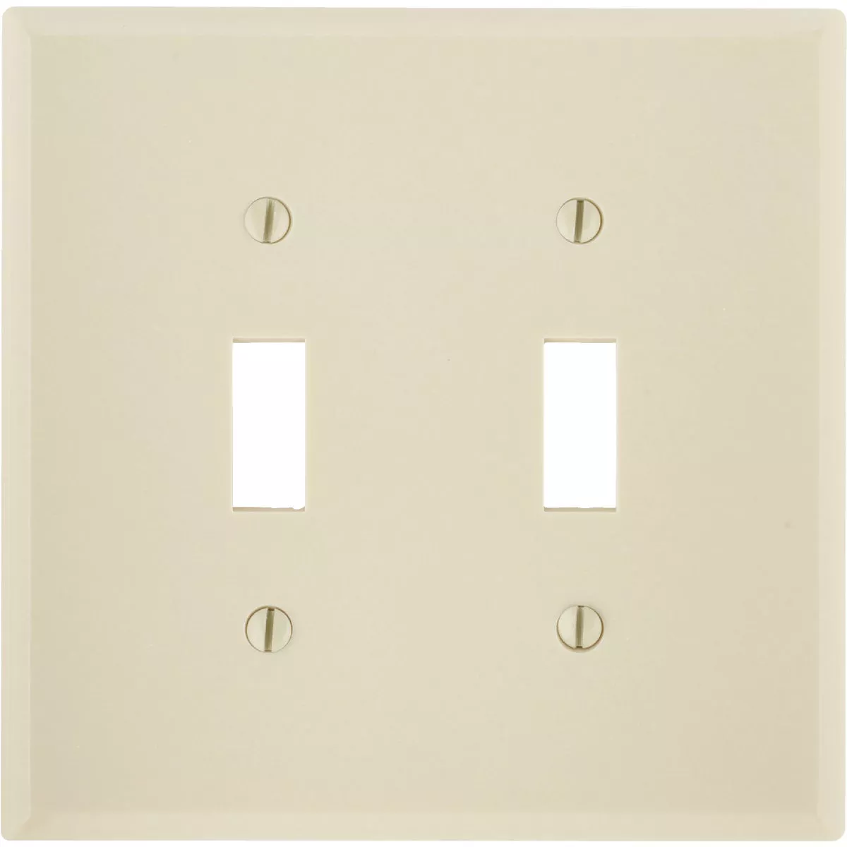 Leviton 2-Gang Smooth Plastic Mid-Way Toggle Switch Wall Plate, Ivory