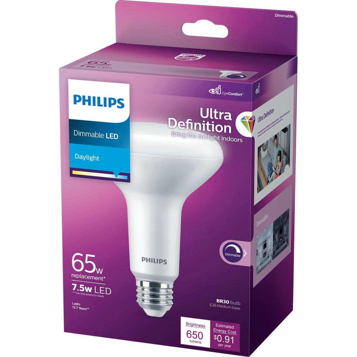 Philips Basic 65w Br30 E26 5000k Led Light Bulb Daylight T20 : Target