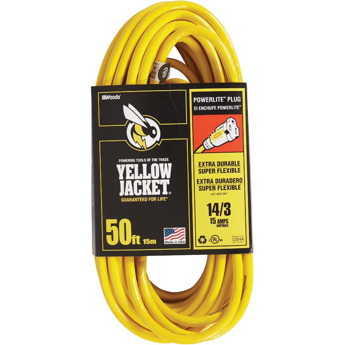 Yellow Jacket 50 Ft. 14/3 Indoor/Outdoor Extension Cord with PowerLite