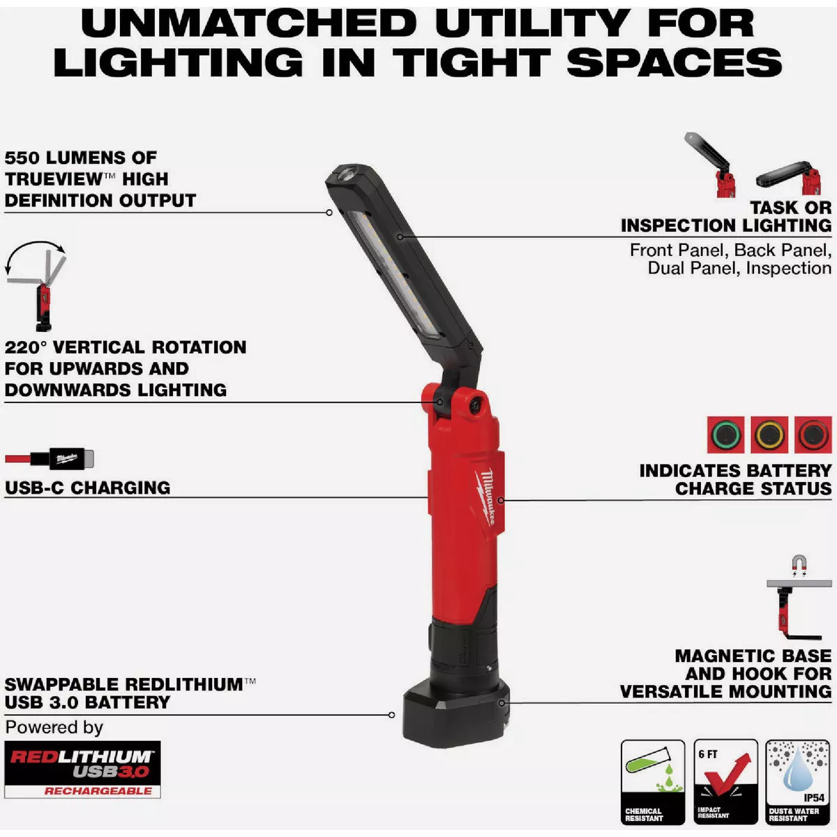 Milwaukee REDLITHIUM 550 Lm. LED USB Stick Light with Magnet - photo 2