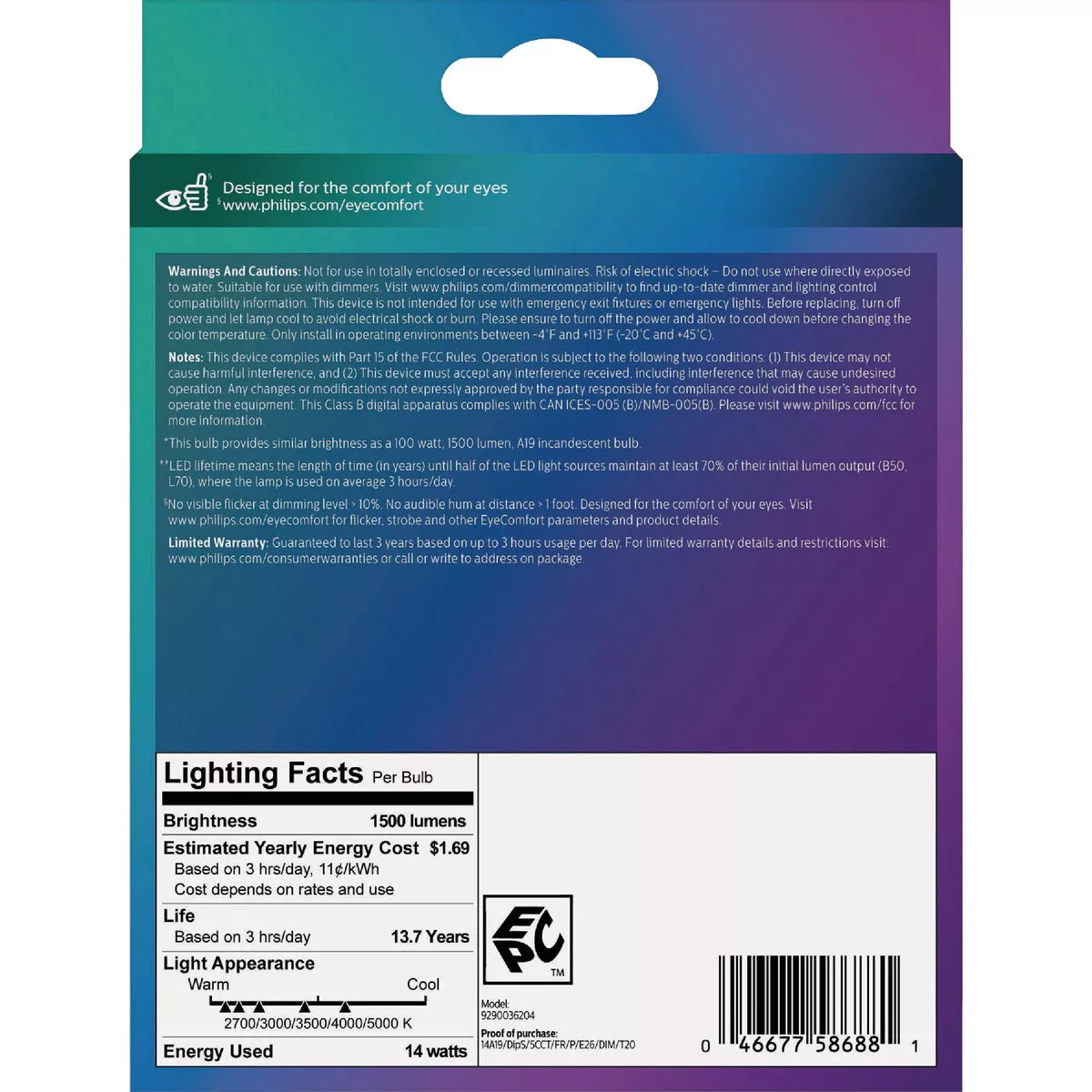Philips 100W Equivalent 5 CCT A19 Medium Dimmable LED Light Bulb (2-Pack) - photo 3