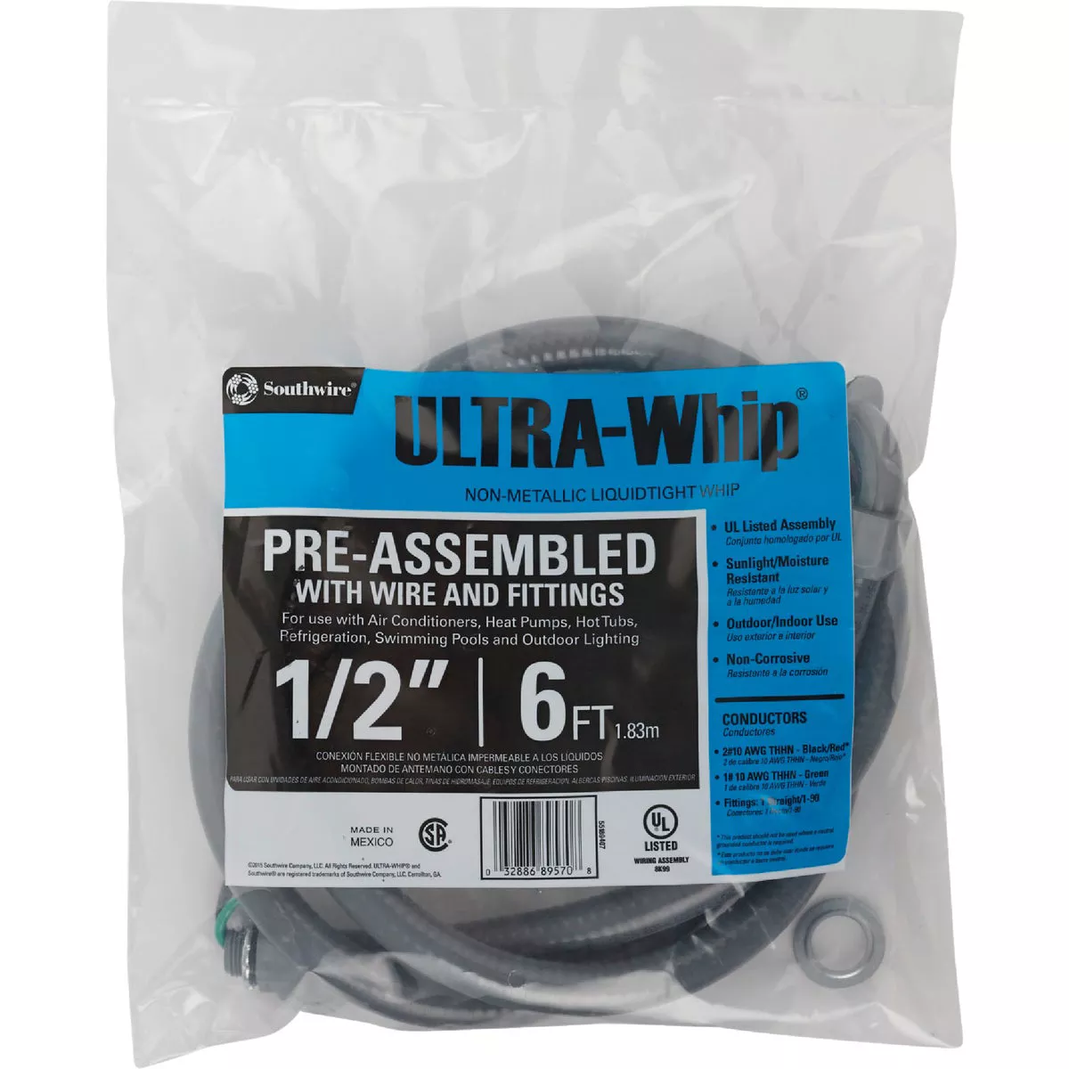 Southwire 6 Ft. x 1/2 In. Flexible Non-Metallic Pre-Wired Whip - photo 2