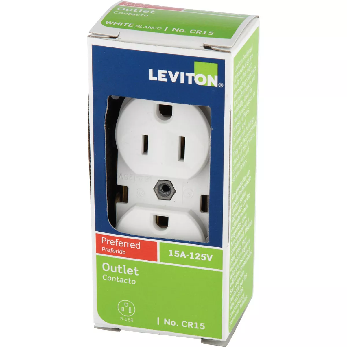 Leviton 15A White Commercial Grade 5-15R Duplex Outlet - photo 3