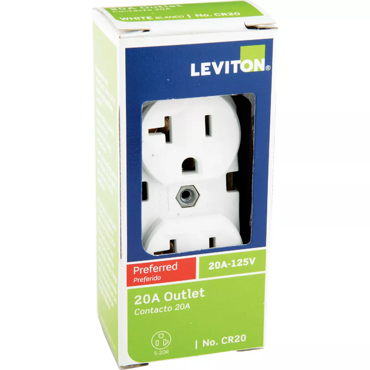Leviton 20A White Heavy-Duty 5-20R Duplex Outlet - photo 2