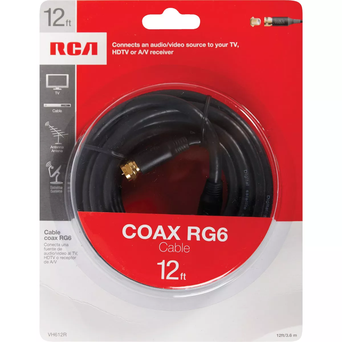 RCA 12 Ft. Black Digital RG6 Coaxial Cable - photo 2