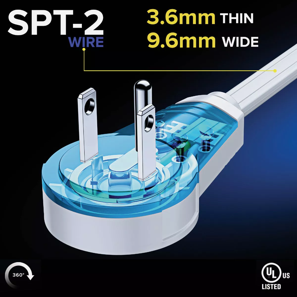 Maximm 3 Ft. 16/3 White 3-Outlet 360 Deg. Rotating Plug Extension Cord With Removable Hook - photo 4