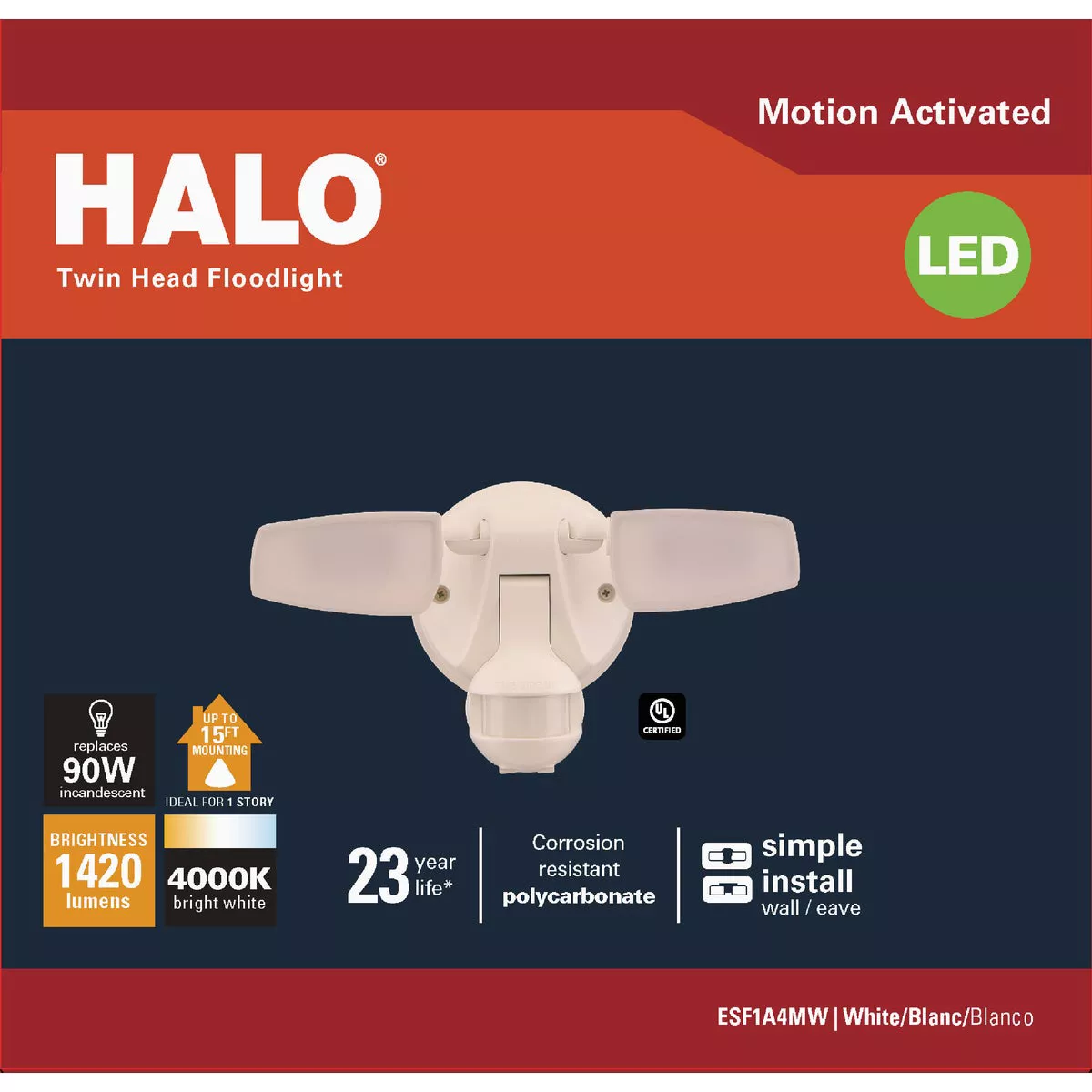 Halo White Motion Activated 15W LED Floodlight Fixture - photo 2