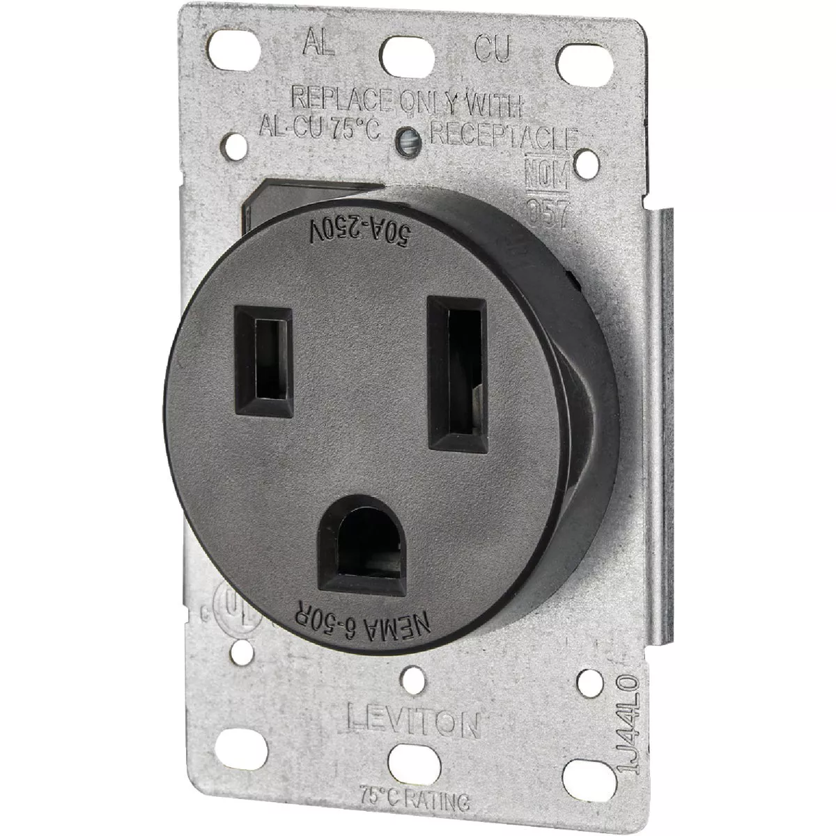 Leviton 50A Flush Mount Black 6-50R Welder Power Outlet - photo 2