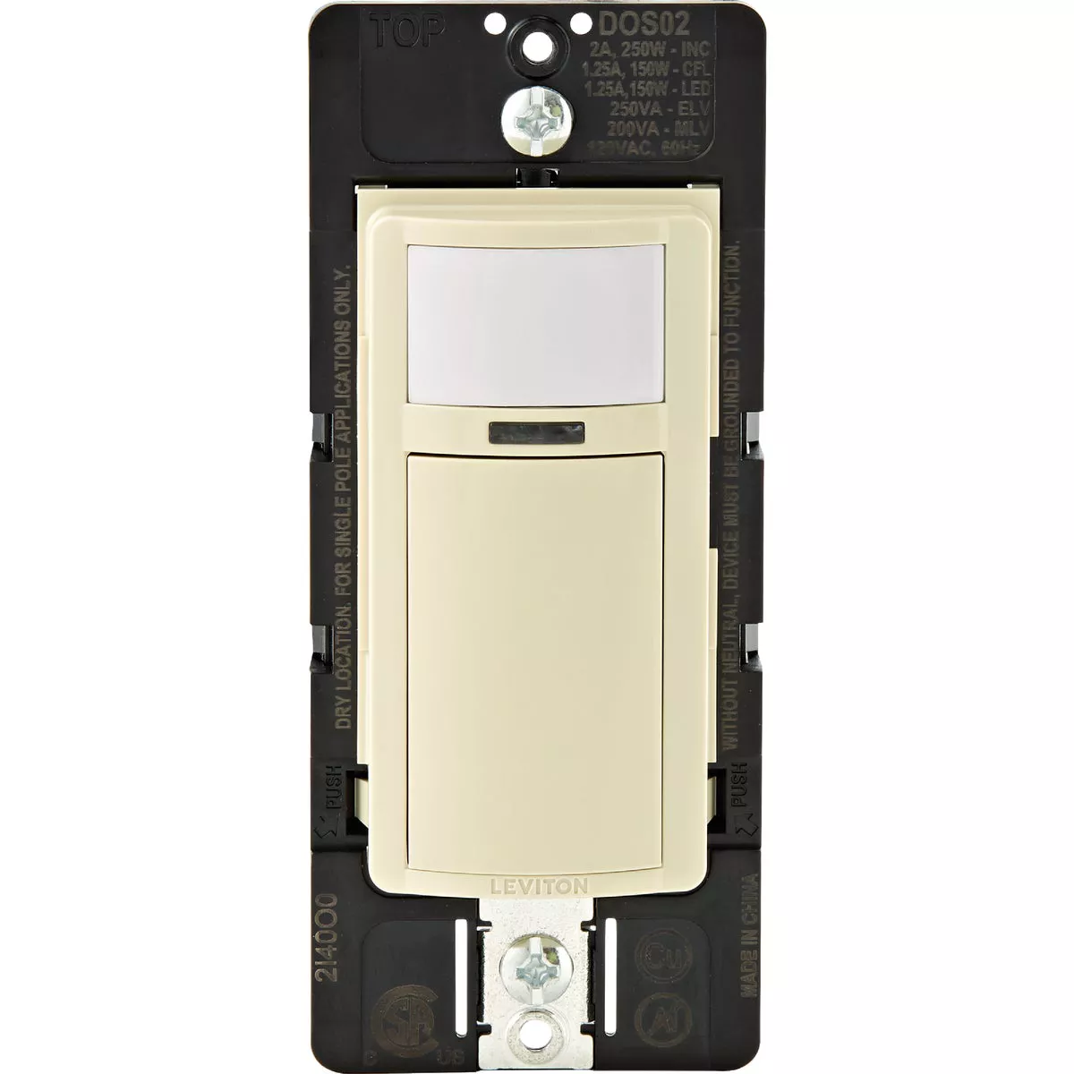 Leviton Decora Ivory 900 Sq. Ft. Coverage 180 Deg. Detection Occupancy Sensor Switch