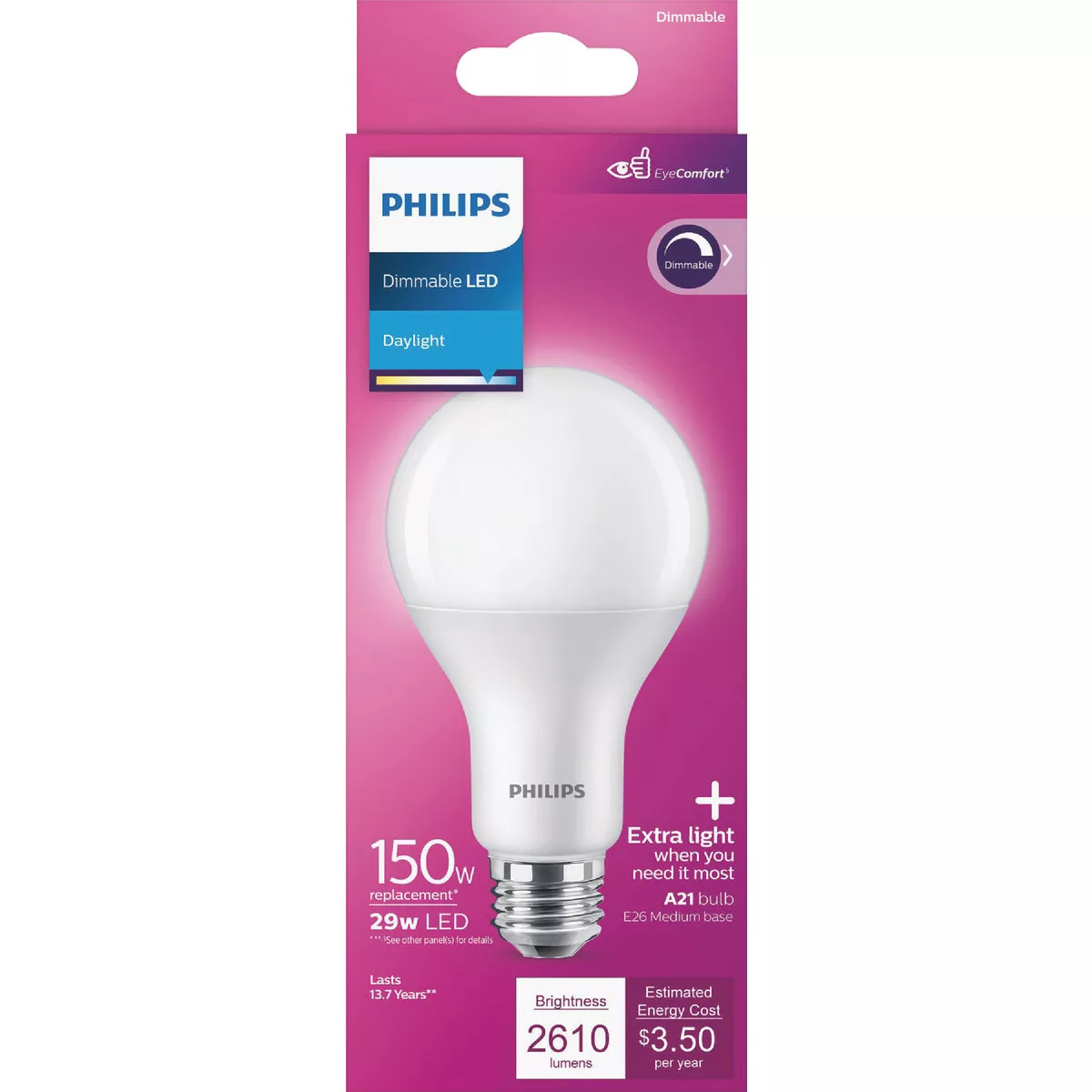Philips 150W Equivalent Daylight A21 Medium Dimmable LED Light Bulb - photo 2