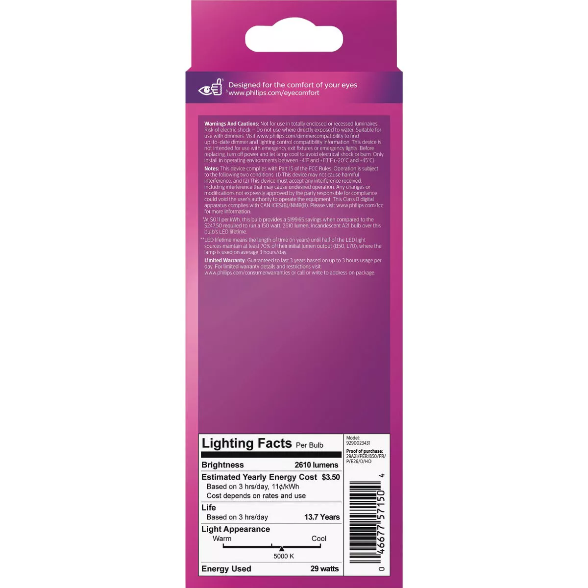 Philips 150W Equivalent Daylight A21 Medium Dimmable LED Light Bulb - photo 3