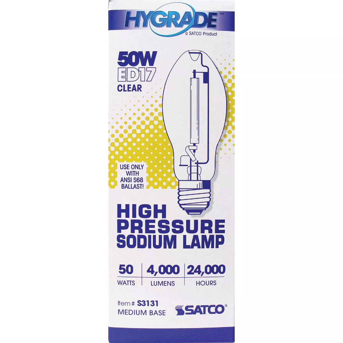 Satco 50W Clear ED17 Medium High-Pressure Sodium High-Intensity Light Bulb - photo 2