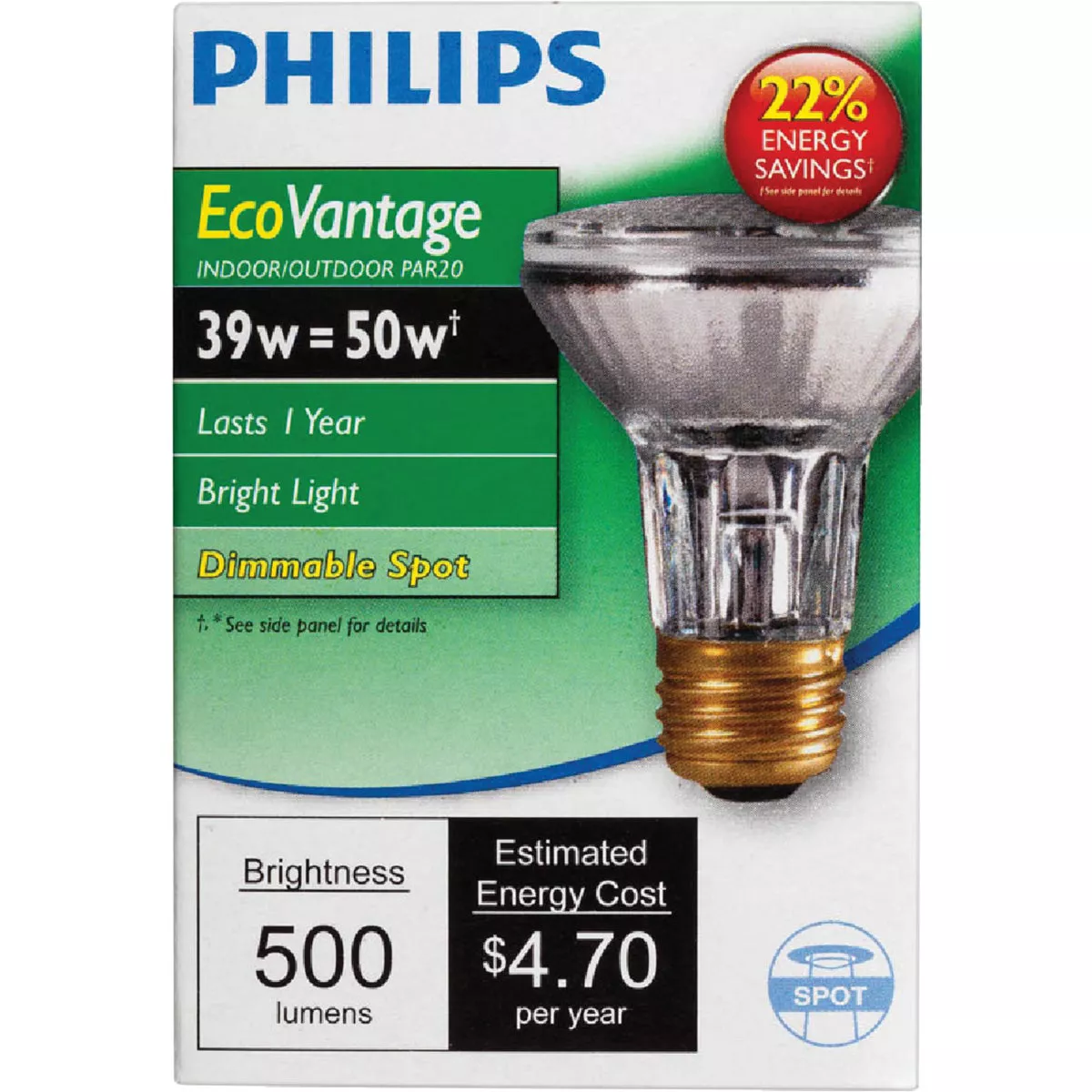 Philips EcoVantage 50W Equivalent Clear Medium Base PAR20 Halogen Floodlight Light Bulb Do it Best