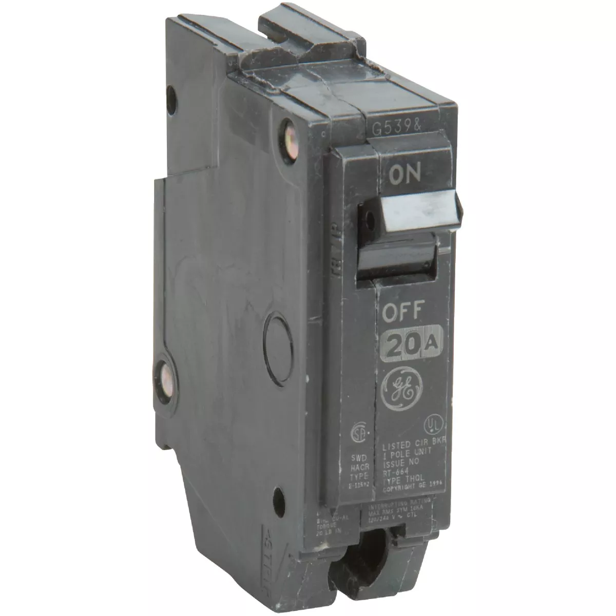 GE THQL 20A Single-Pole Standard Trip Circuit Breaker