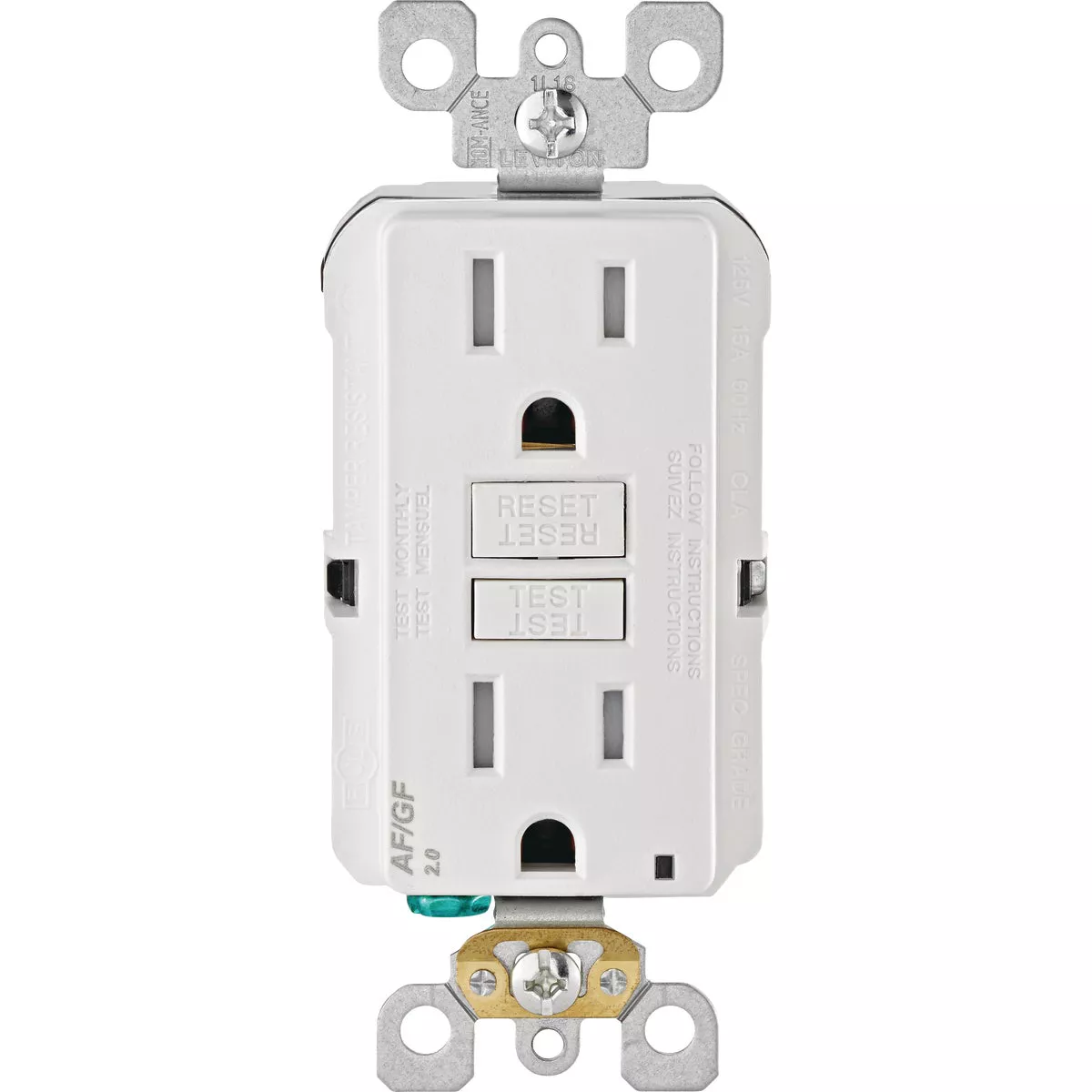 Leviton SmartLockPro Dual Function 15A White Residential Grade AFCI/GFCI Outlet