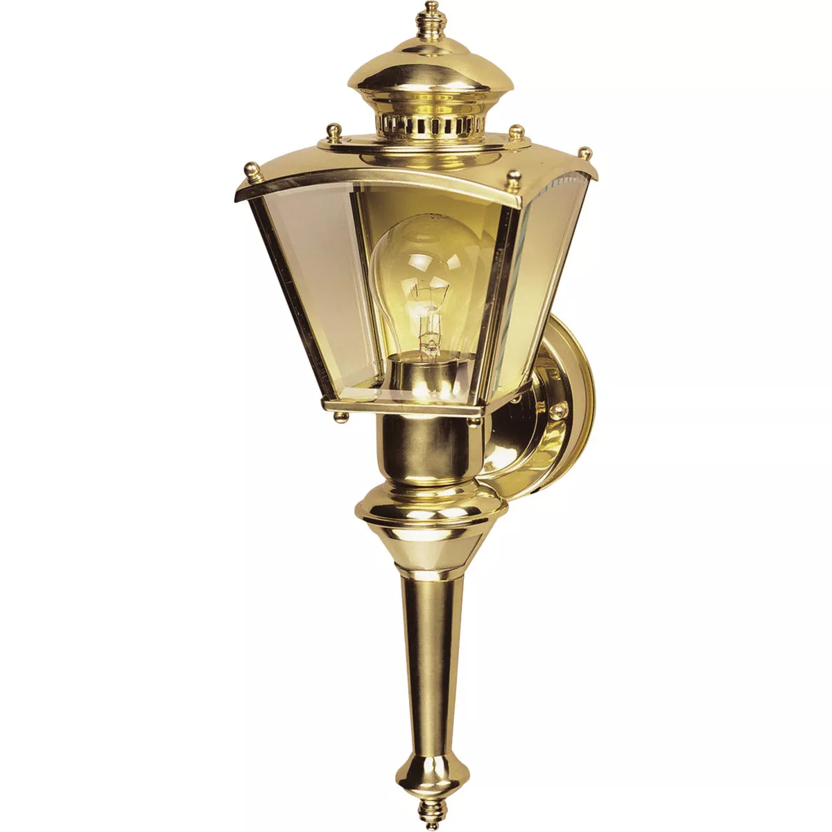 Heath Zenith Polished Brass Motion Activated/Dusk-To-Dawn Incandescent Outdoor Wall Light Fixture