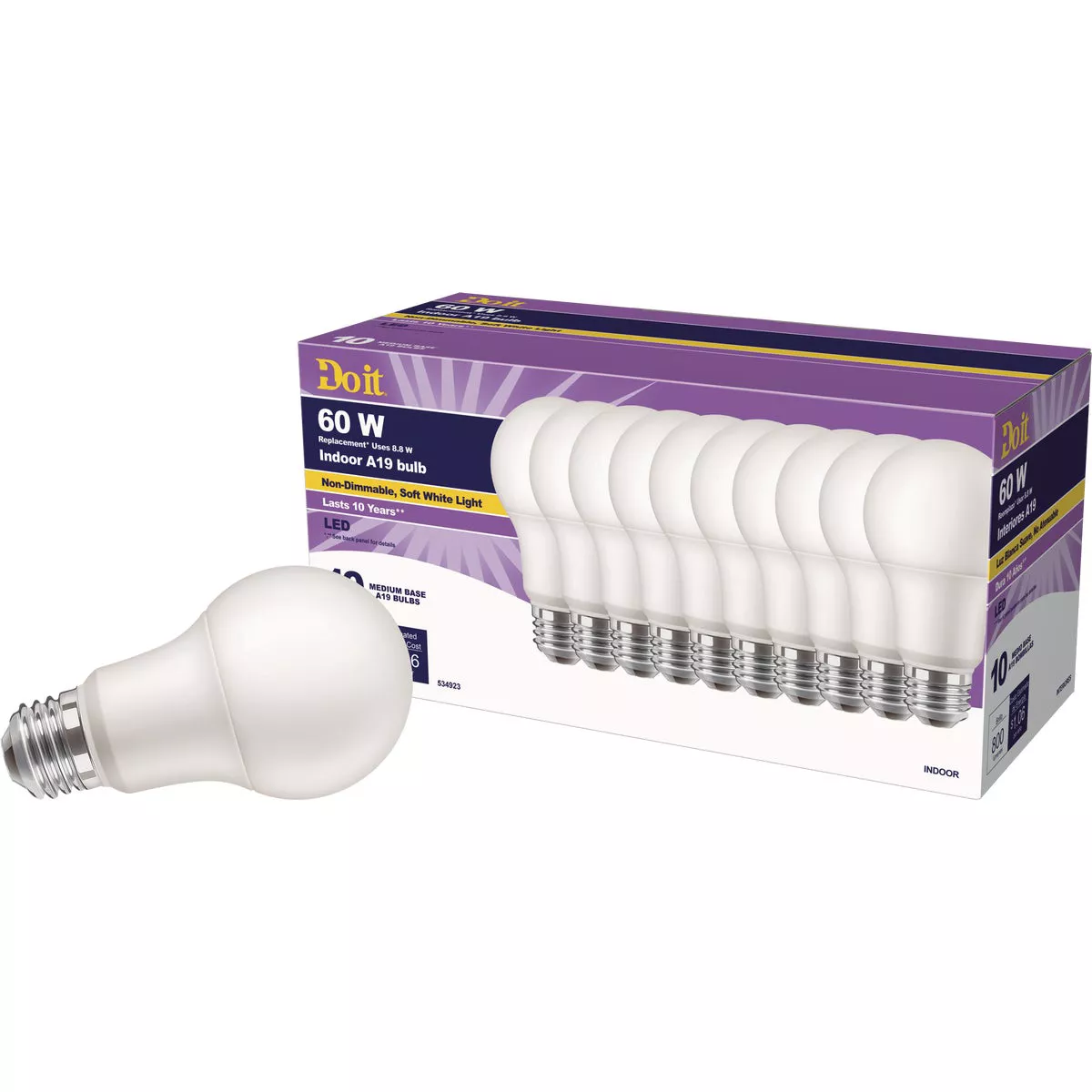 Do it 60W Equivalent Soft White A19 Medium LED Light Bulb, Title 20 (10-Pack) - photo 4