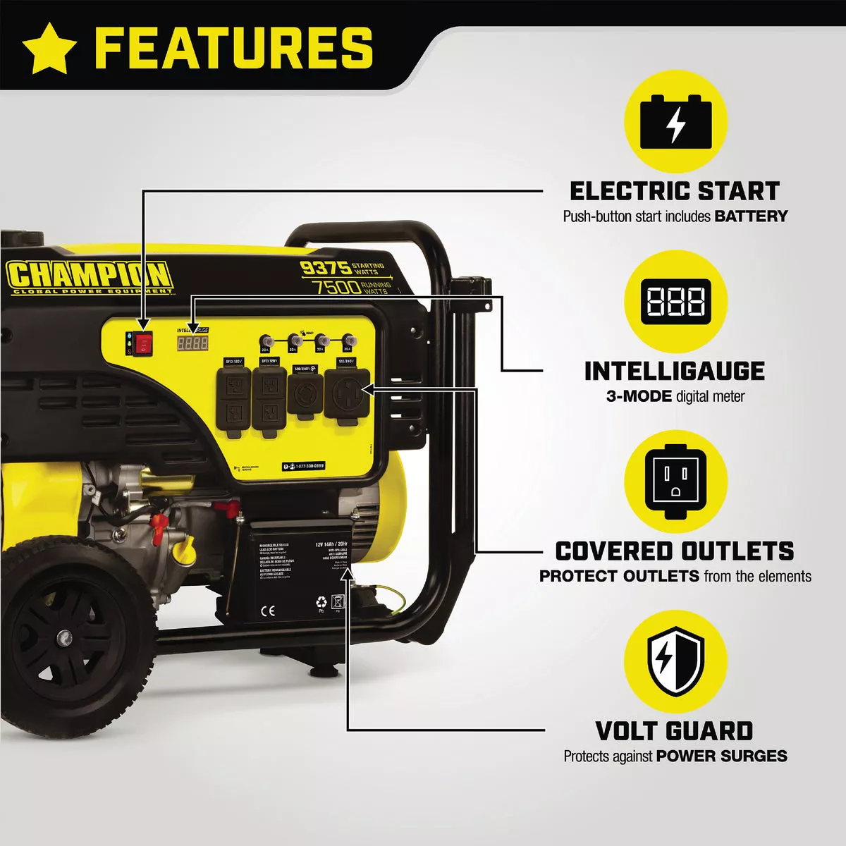 Champion 7500W Gasoline Powered Electric Start Portable Generator (California Compliant) - photo 4