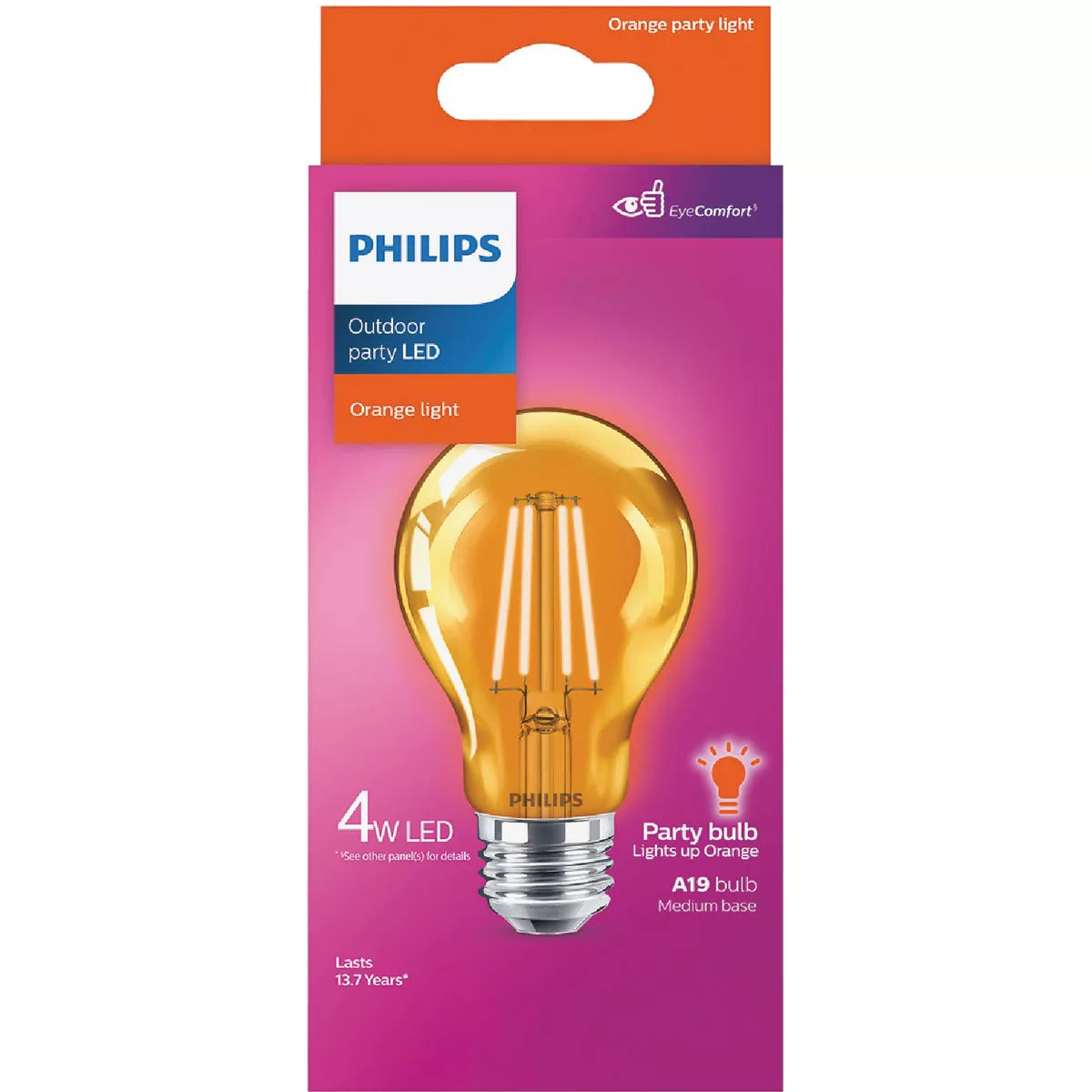 Philips Orange A19 Medium 4W Indoor/Outdoor LED Decorative Party Light Bulb - photo 2
