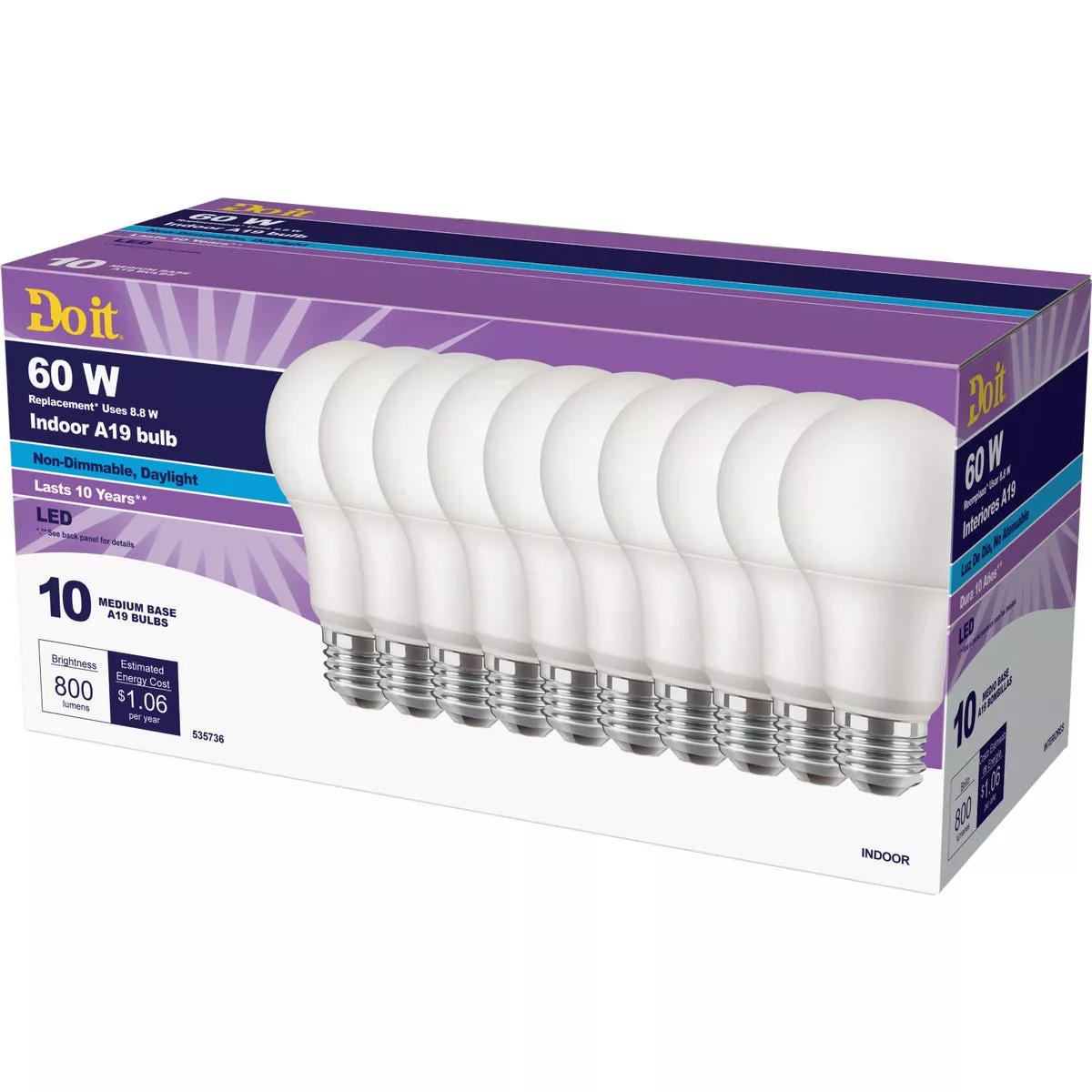Do it 60W Equivalent Daylight A19 Medium LED Light Bulb, Title 20 (10-Pack) - photo 2