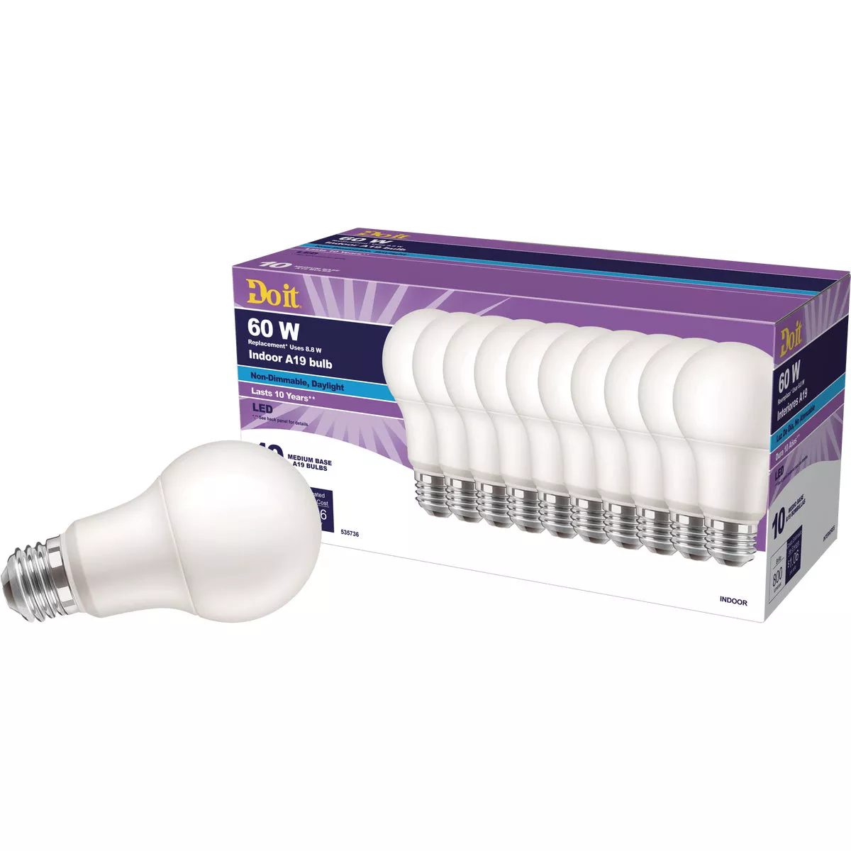 Do it 60W Equivalent Daylight A19 Medium LED Light Bulb, Title 20 (10-Pack) - photo 3