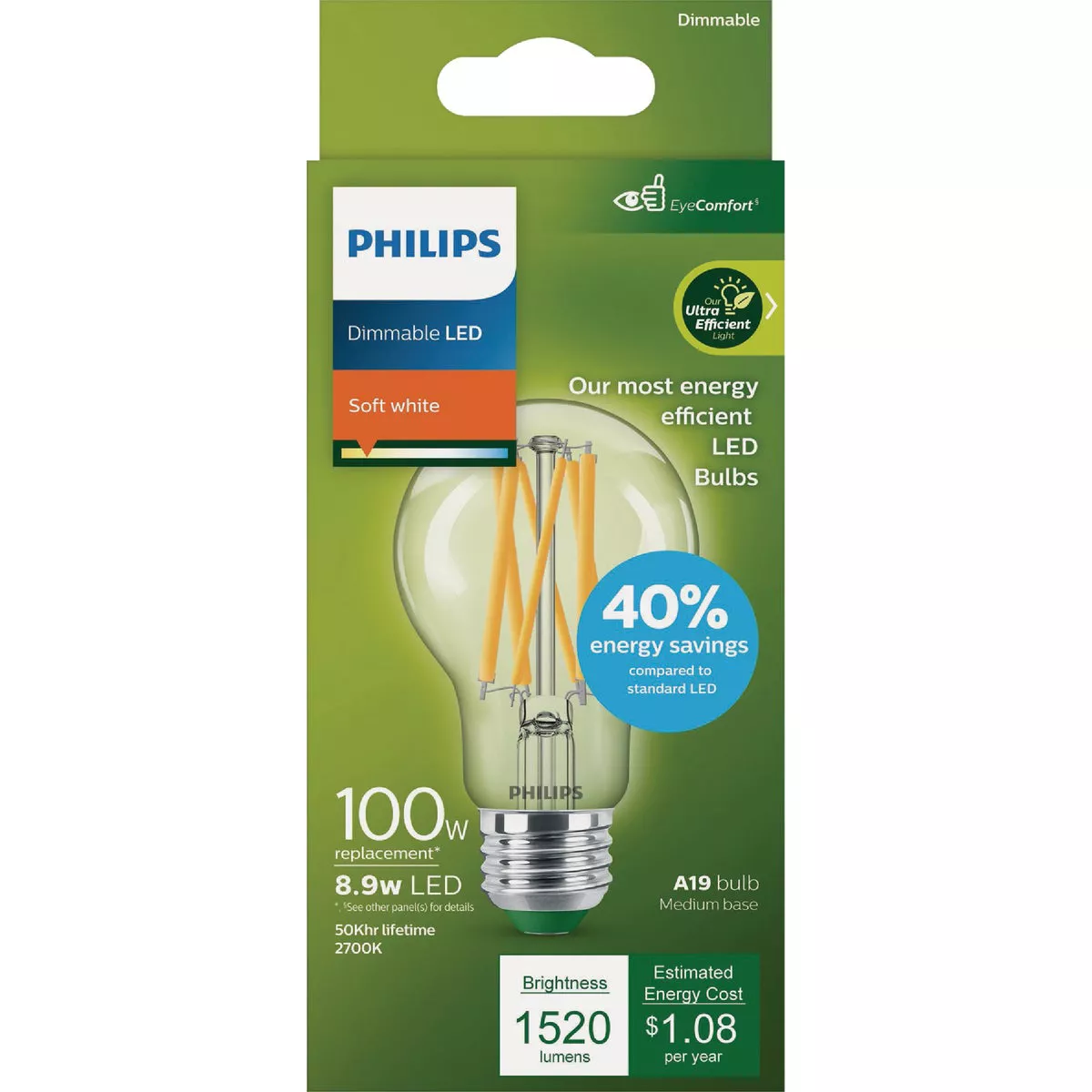 Philips Ultra Efficient 100W Equivalent Soft White A19 LED Light Bulb - photo 2