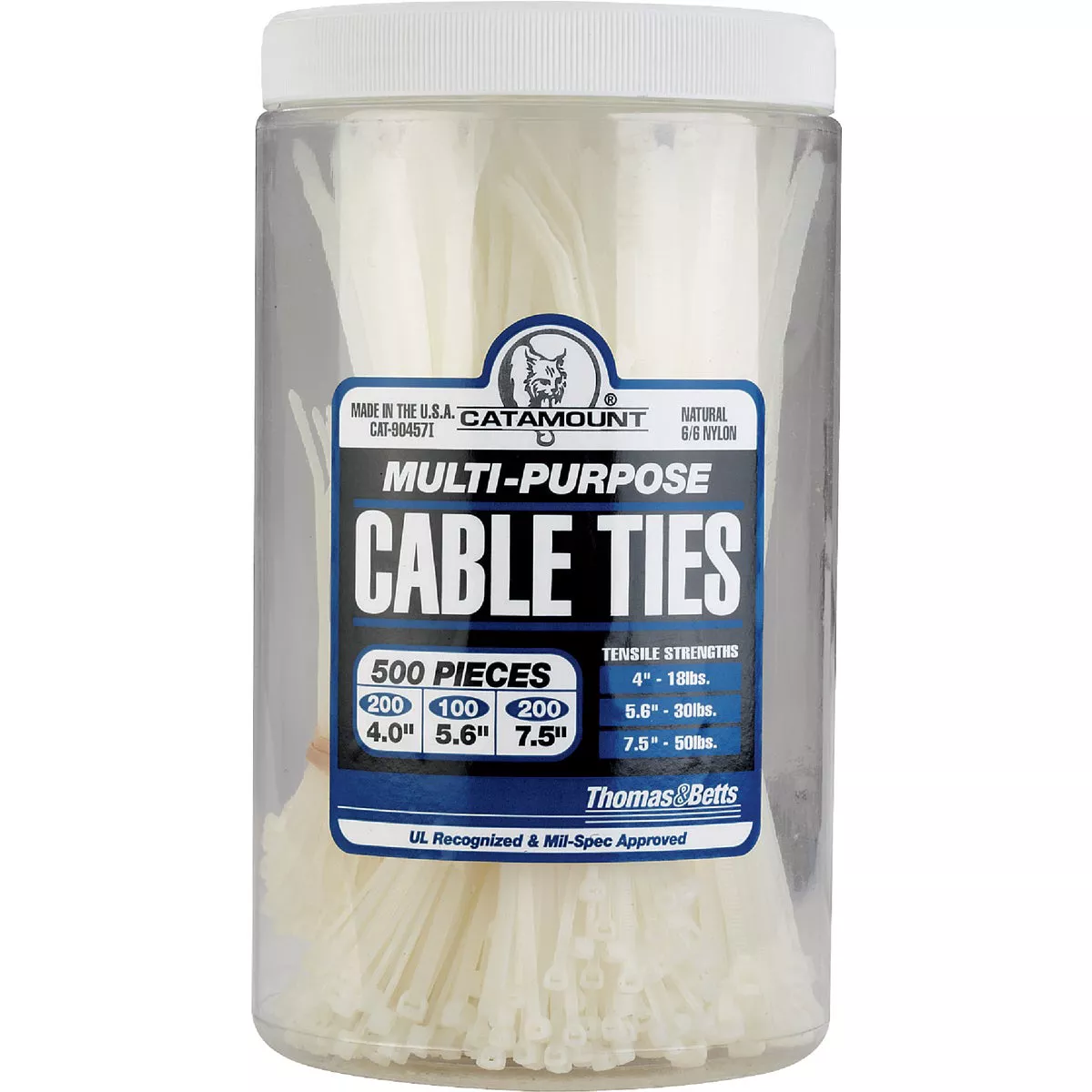 Gardner Bender Self-Locking Nylon Natural Cable Tie Assortment (500-Piece) - photo 2