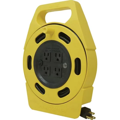 Alert Stamping 3225ATC TRI-TAP OUTLET REEL , Black - Retractable Extension  Cord 