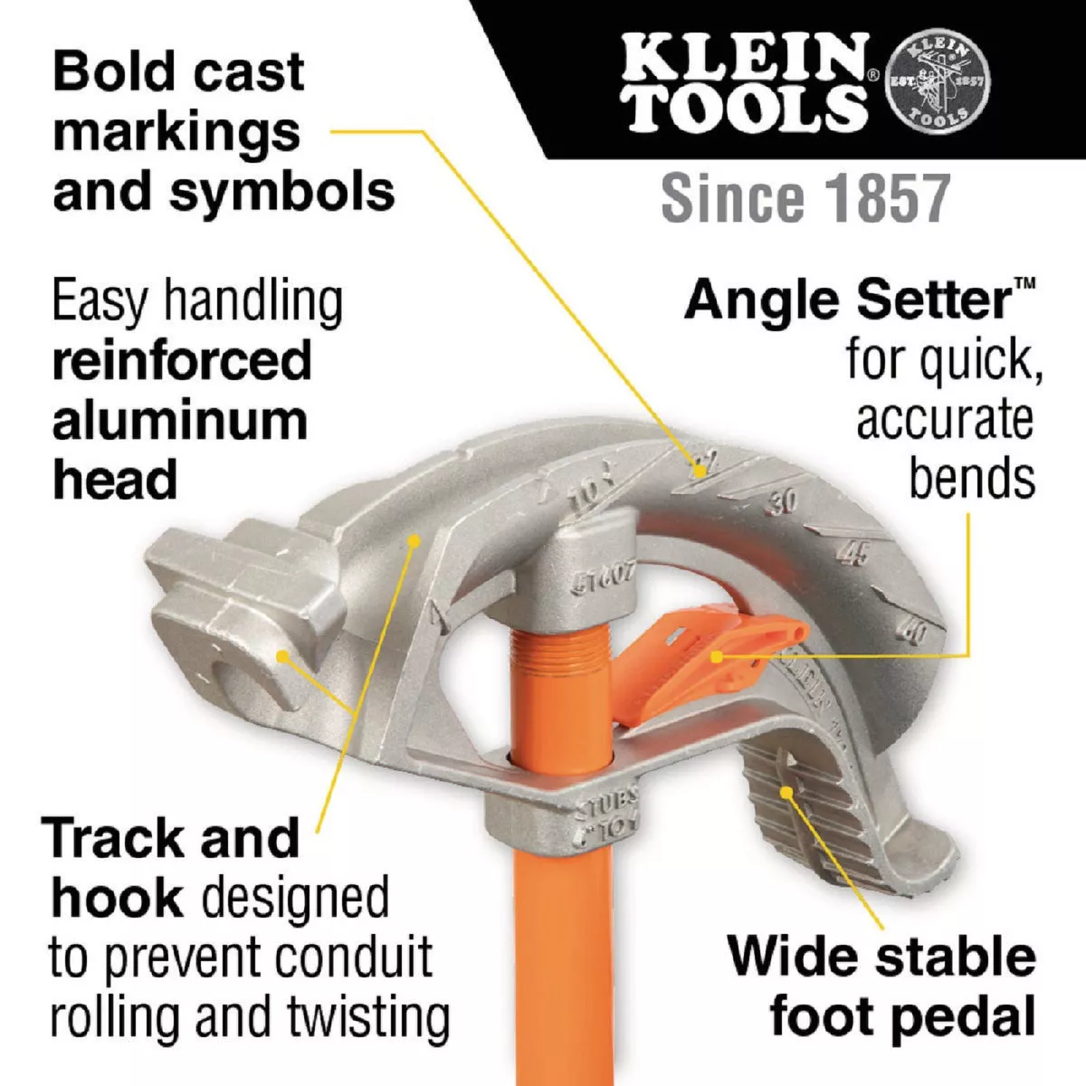 Klein Tools 3/4 In. EMT Aluminum Conduit Bender with Angle Setter - photo 6