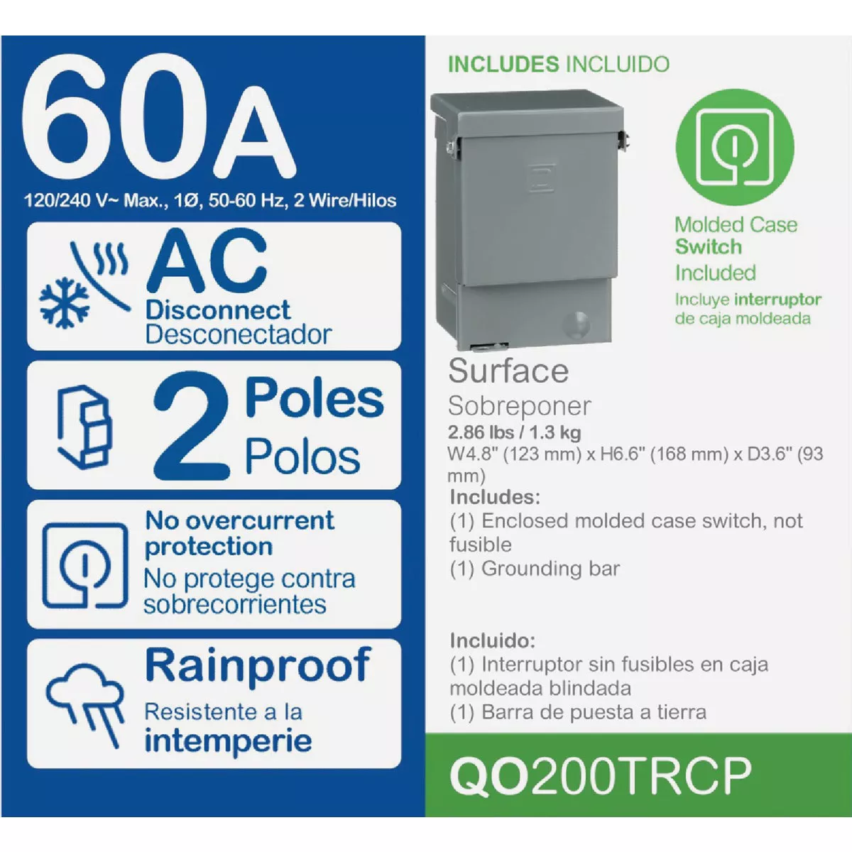 Square D QO 60A 240V Non-Fused Air Conditioner Disconnect - photo 3