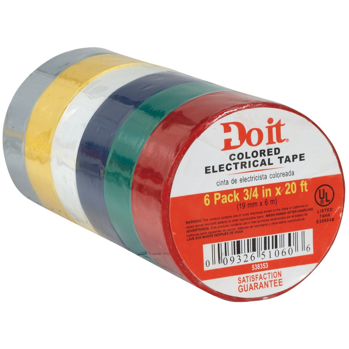 Do it General Purpose 3/4 In. x 20 Ft. Assorted Color Electrical Tape,  (6-Pack)
