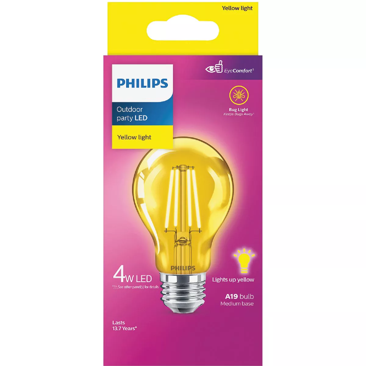 Philips Yellow A19 Medium 4W Indoor/Outdoor LED Decorative Party Light Bulb - photo 2